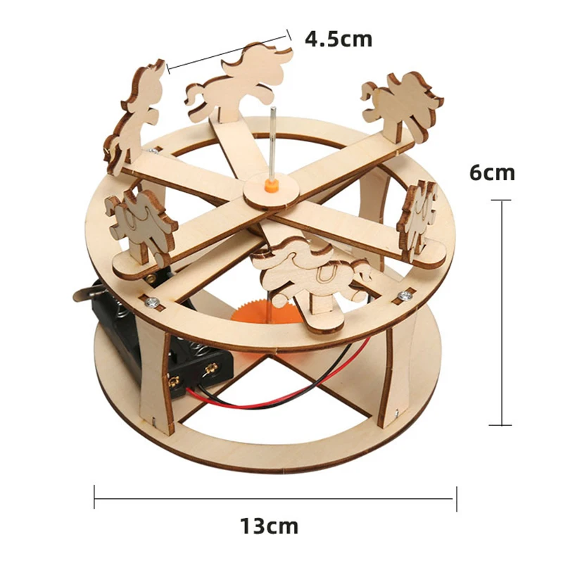 

1Pc Wood Merry-go-round Carousel Kits DIY Science Building Projects 3D Wooden Puzzles Assembly Model Set Educational Toys