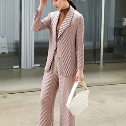 Pleats Original Pleated Soft Temperament Commuting Suit Models Fashion Casual Upscale Suit 2024 Early Spring Models High-end