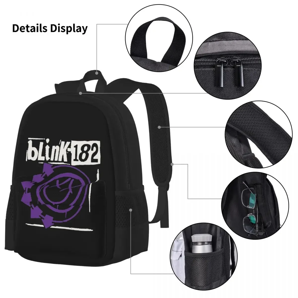 Blink 182 Punk Smile Rucksäcke Jungen Mädchen Büchertasche Kinder Schultaschen Cartoon Kinder Rucksack Lunchtasche Stifttasche Dreiteiliges Set