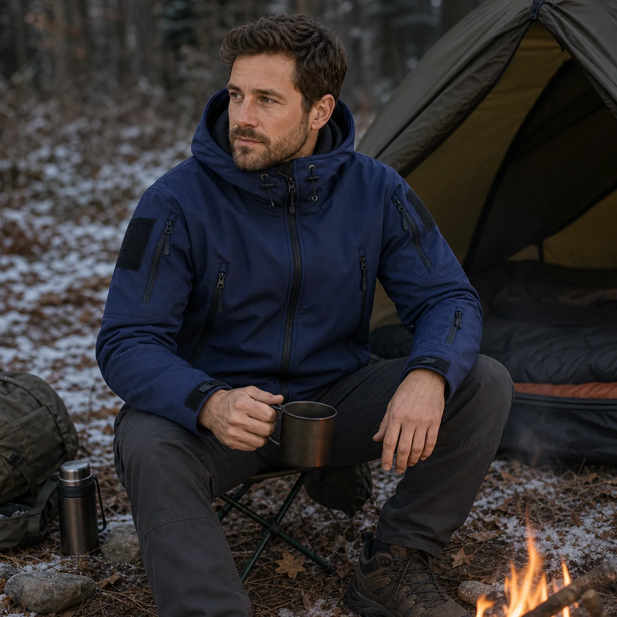 6XL Field Training Jacket Men Fleece Hooded Coats Multi-Pocket Waterproof Sharkskin Soft-Shell Tactical Jackets Winter Outerwear