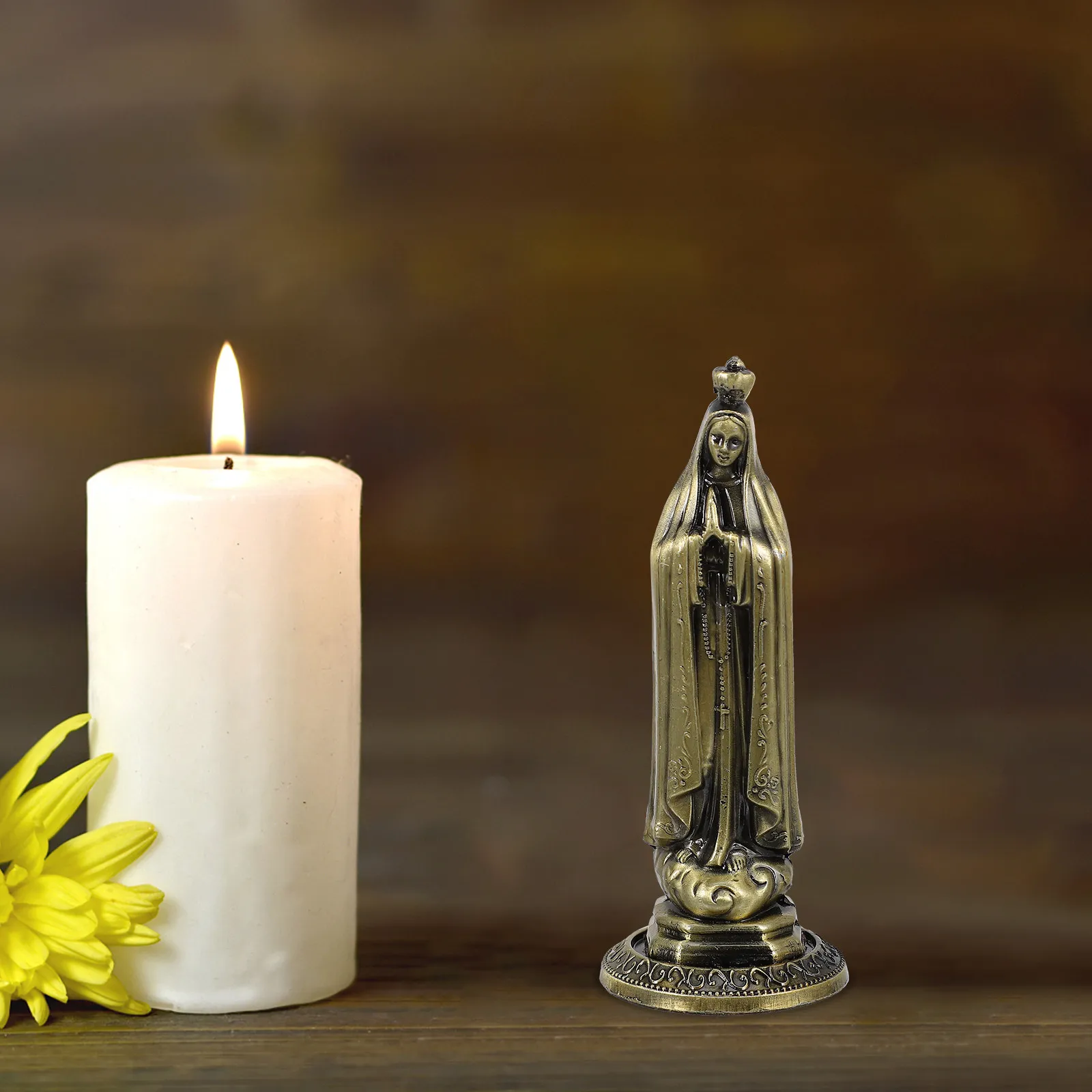 1Pcs Saint Statue Religious Home Decor Metal Adornment Catholic Church Decoration Elegant Desktop Ornament Western Style