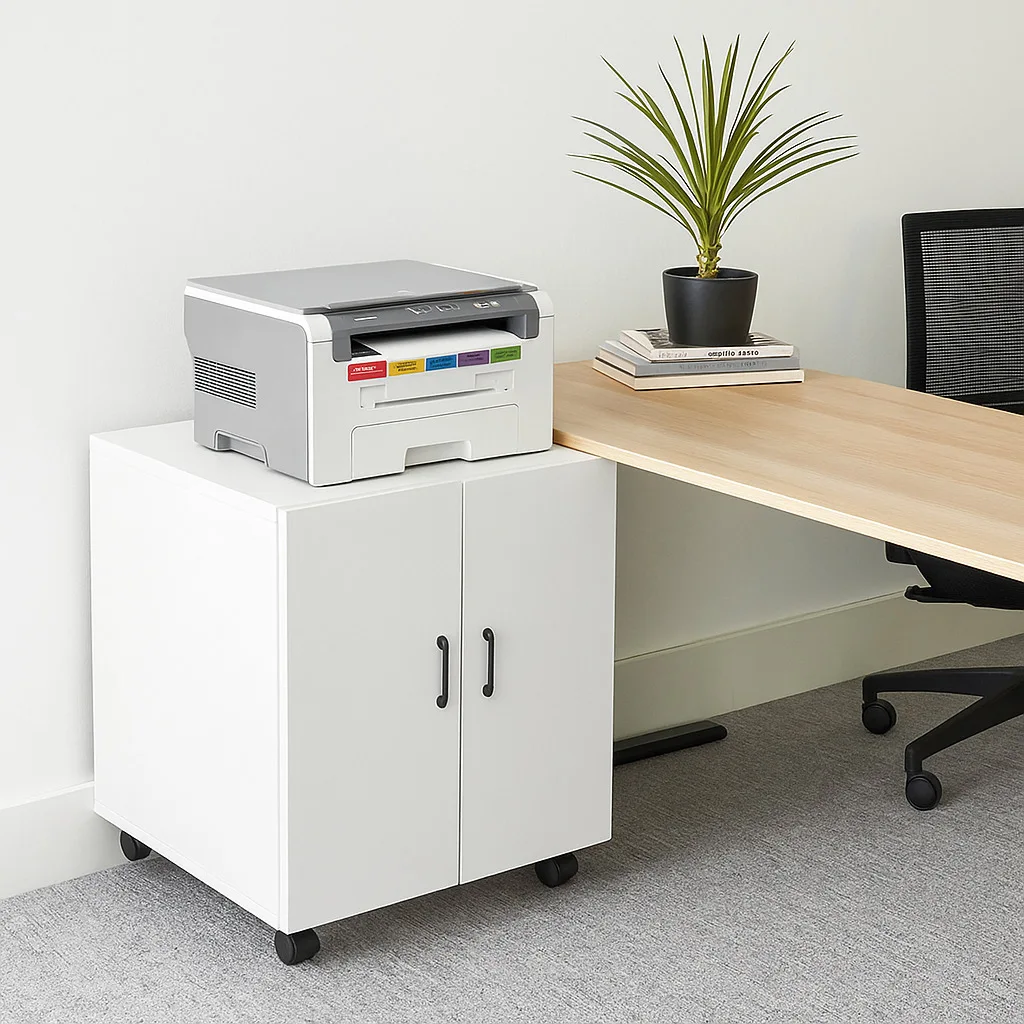 Printer placement cabinet Floor-to-ceiling copier workbench Moving low cabinet with pulley Large printer base