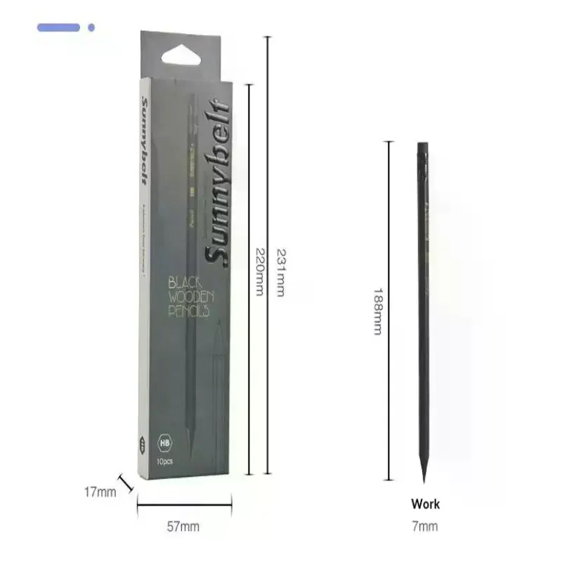 Black Wooden Pencils, HB Hexagonal Lead, Optional Writing Tools Pack. Durable For Writing During Exams 10-piece view 5