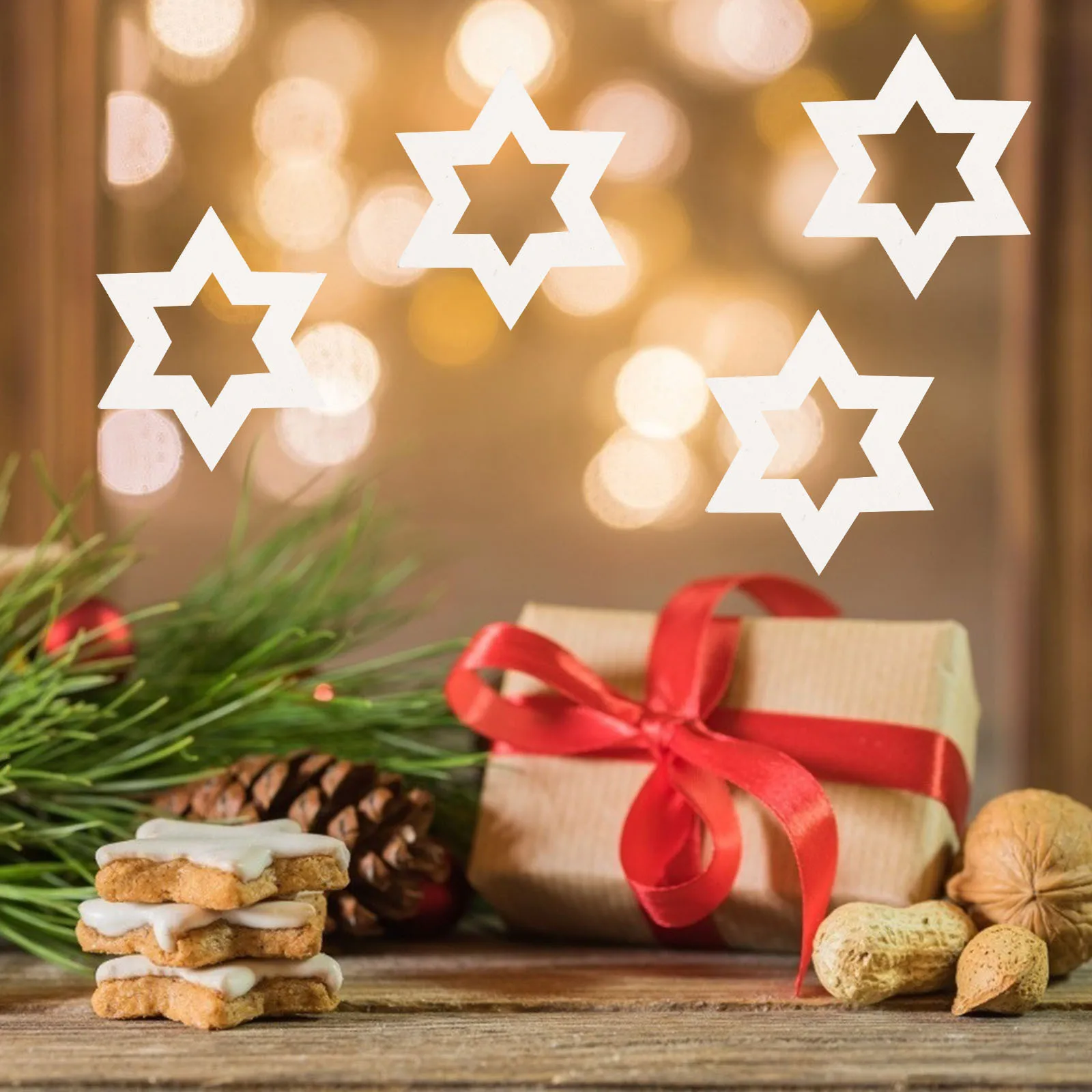 

100Pcs Hexagram Wood Slices Unfinished Wooden Cutouts Creative Shape DIY Projects Festive Home Decor Circle Wood Pieces