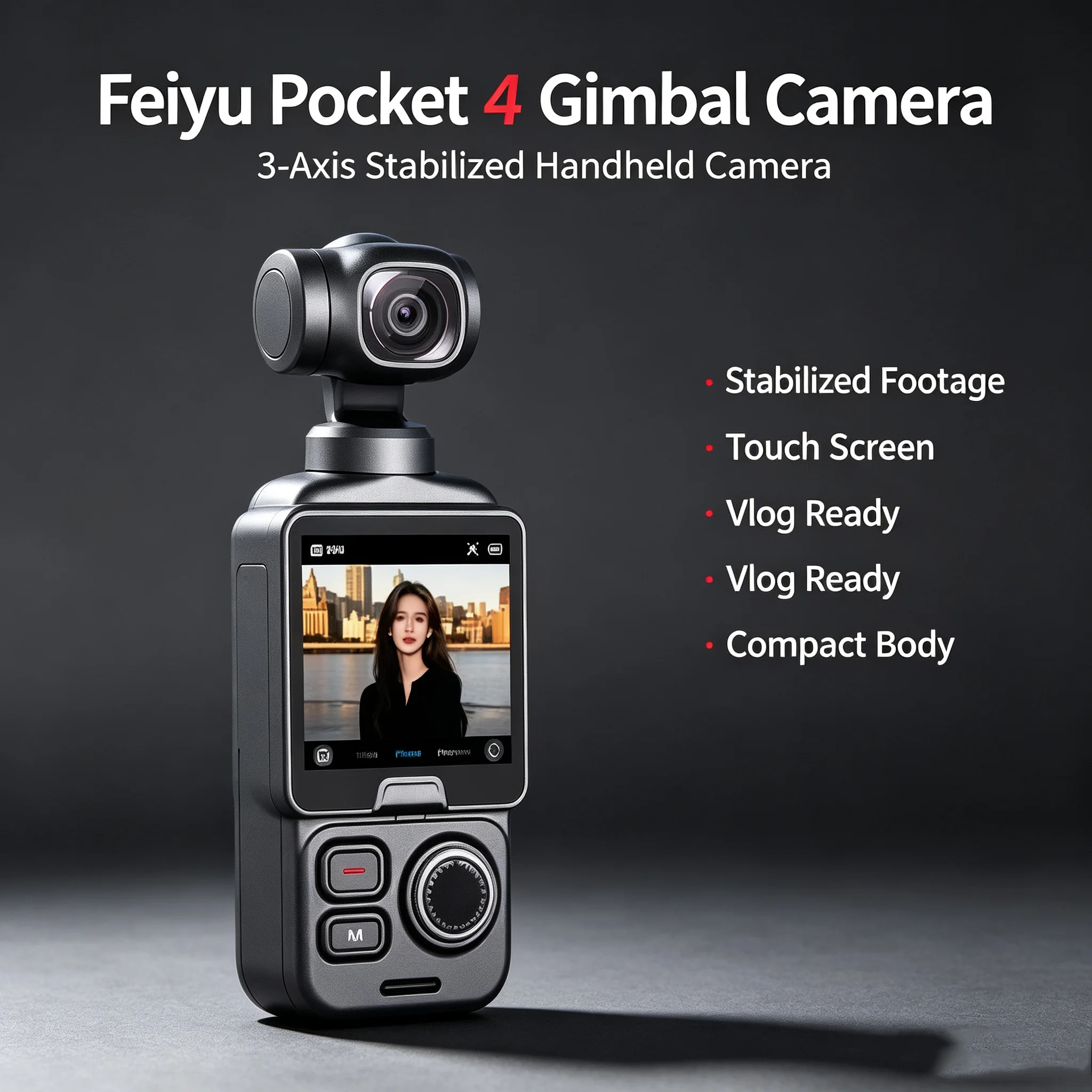 Feiyu Pocket 4 Pocket Gimbal Camera, Handheld Digital Camera for Travel Photography, Ideal Gift for Content Creators