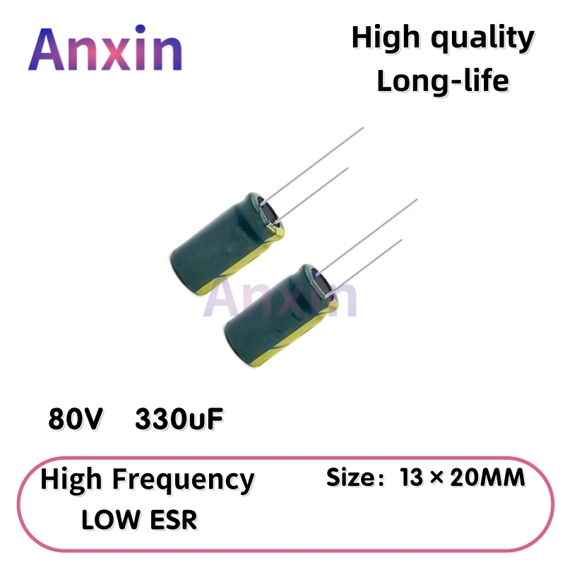 

5PCS 80V330uF Aluminum Capacitor, High Frequency Low ESR 105°C Radial for Power Supply Long-life 13×20MM