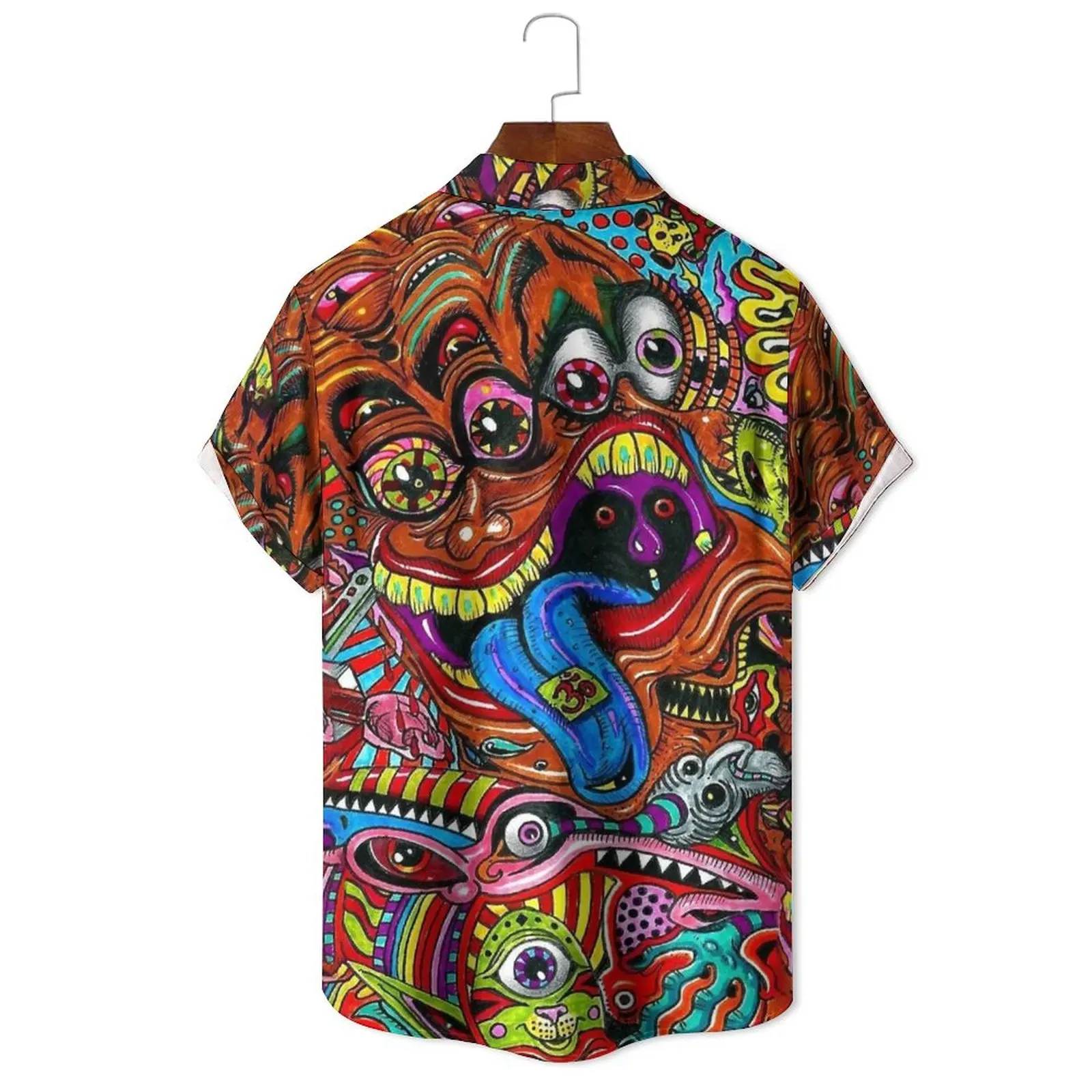 Men's/Women's Summer Fashion Abstract Illustrated Printed Dopamine Micro Fear Breathable Loose Casual Short Sleeve Shirt