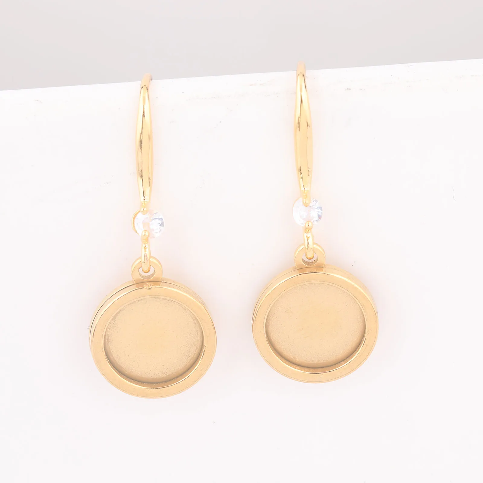 6pcs Stainless Steel Gold Plated Cabochon Earring Base Settings