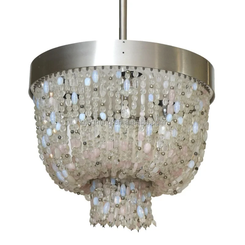 Modern Natural Crystal Chandelier Custom Steel and Quartz Stone Chandelier Living Room Dining Room Bedroom