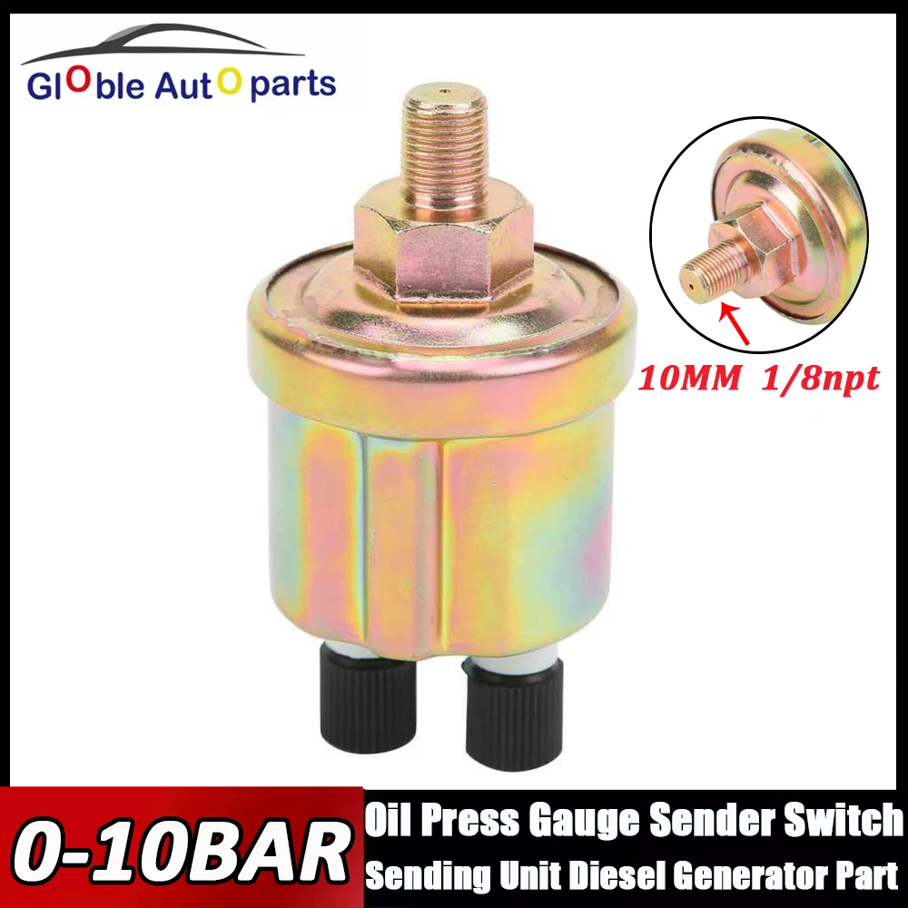 

Универсальный датчик давления масла 1/8NPT 10 мм 0-10 бар для манометра масла, переключатель датчика, блок отправки, часть дизельного генератора