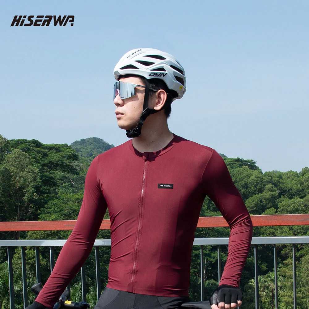 HISERWA Cycling Jersey Long Sleeve Summer Pro Aero Slim Fit Long Sleeves Cycling Jersey Men Women Breathable Man Cycling Maillot