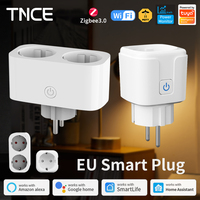 TNCE Tuya WiFi/Zigbee Smart Plug16A/20A EU Smart  2 socket in 1 With Power Monitoring Timing Function Work With Alexa GoogleHome