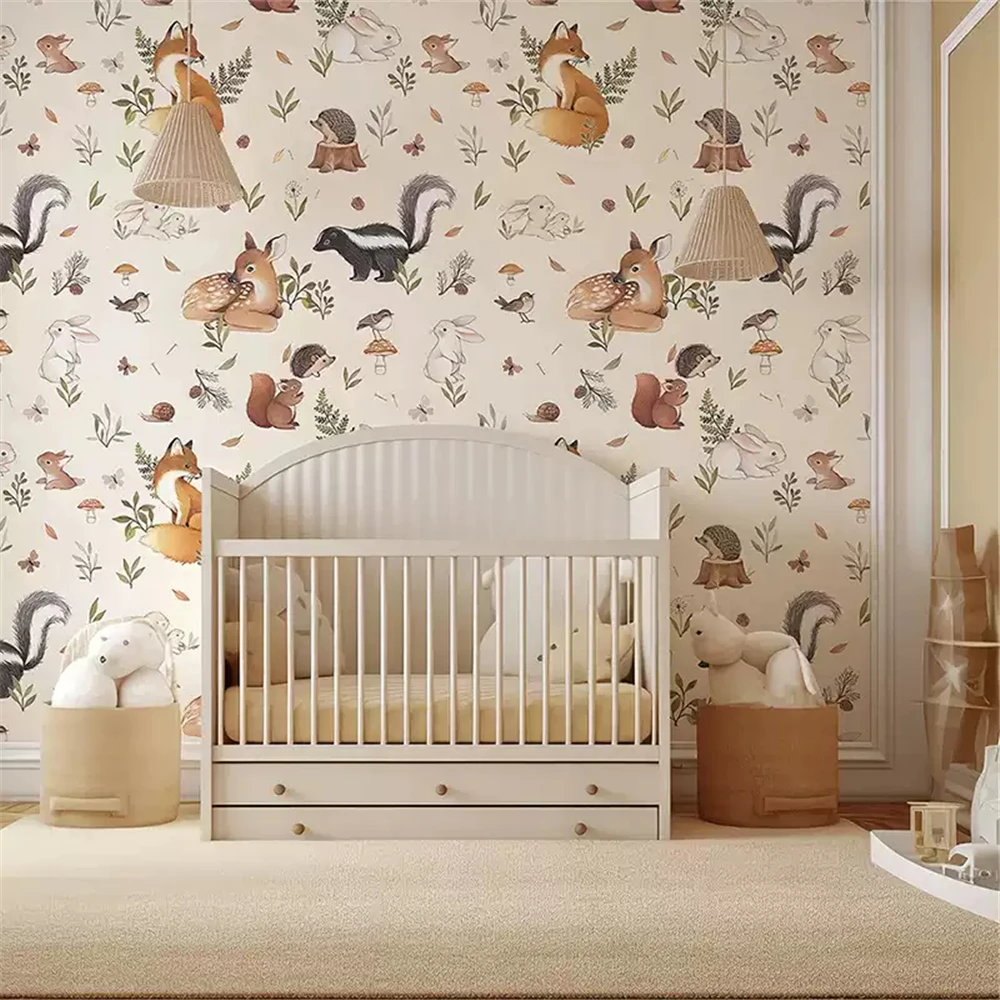 custom Animal Forest Wallpaper for Children's Room TV Background Wall paper Boys and Girls' Bedroom Wallcloth Baby's Room Mural
