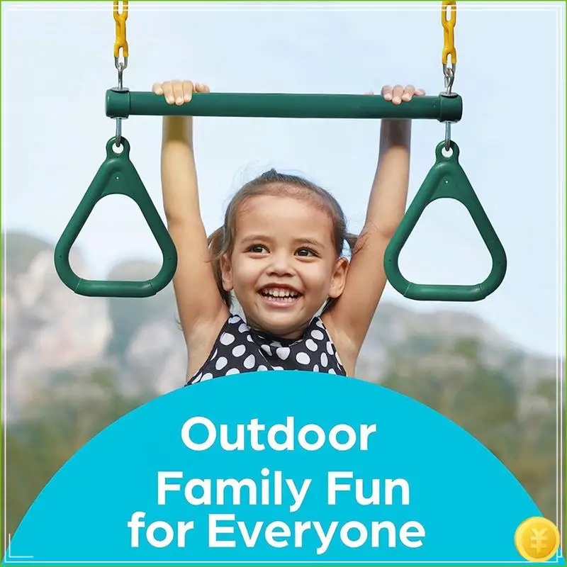NEW-Swing Sets For Backyard-Set Includes 18Inch Trapeze Swing Bar & 48Inch Heavy Duty Chain With Locking Carabiners (Green)