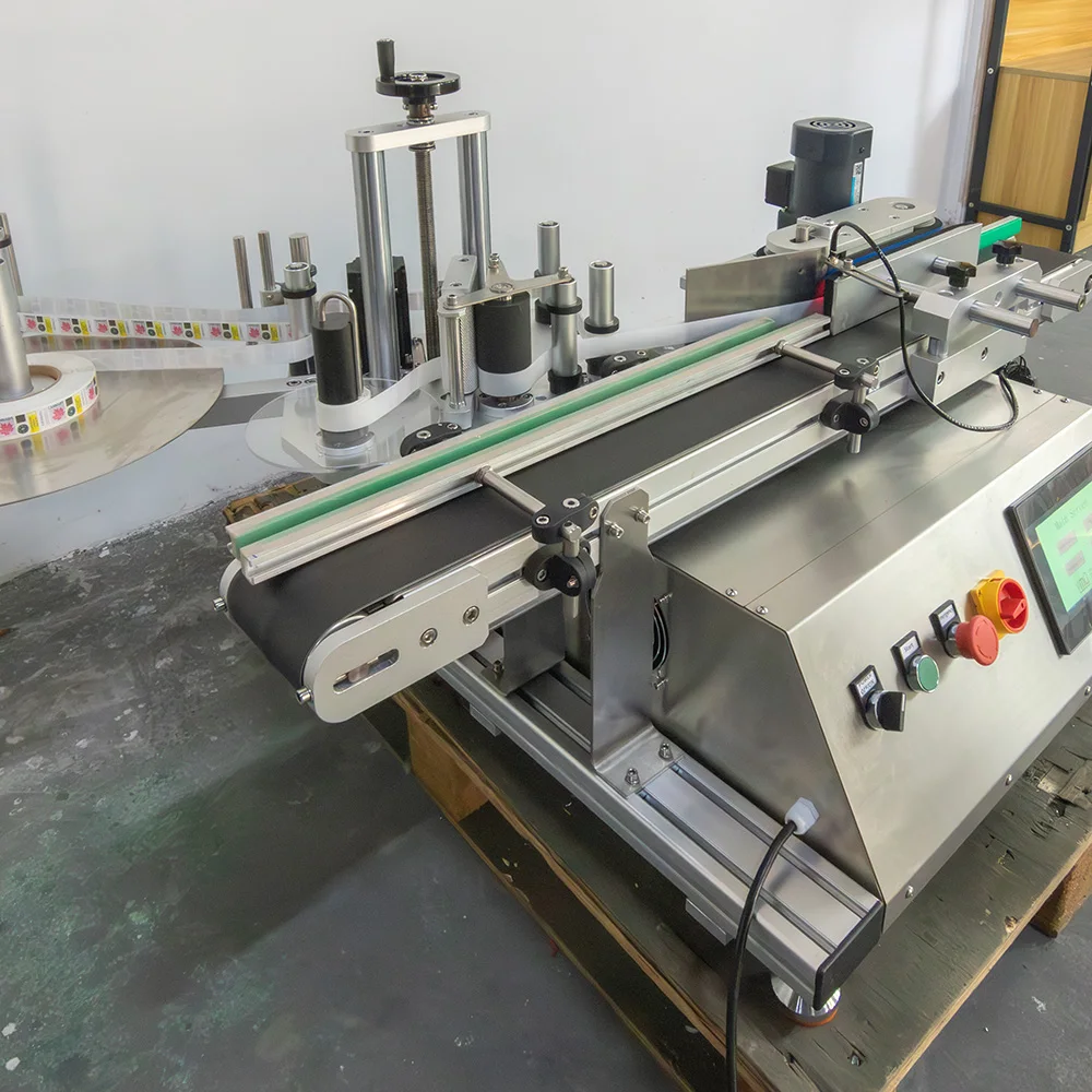 YIMU YM410 Newest Desktop Automatic Round Bottle Label Applicator Tabletop Small Bottle Vial Sticker Labeling Machine