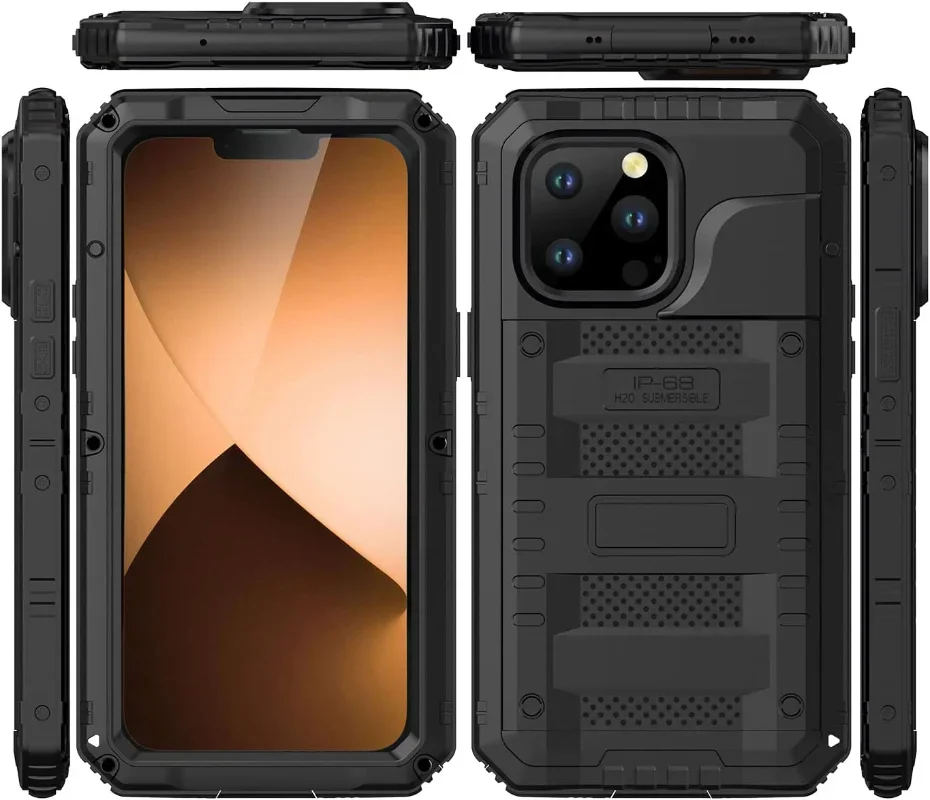 

IP68 Waterproof Aluminum Metal Phone Case For iPhone 16 15 14 13 12 11 Pro Max Plus XS XR 360 Heavy Duty Armor Protection Cover