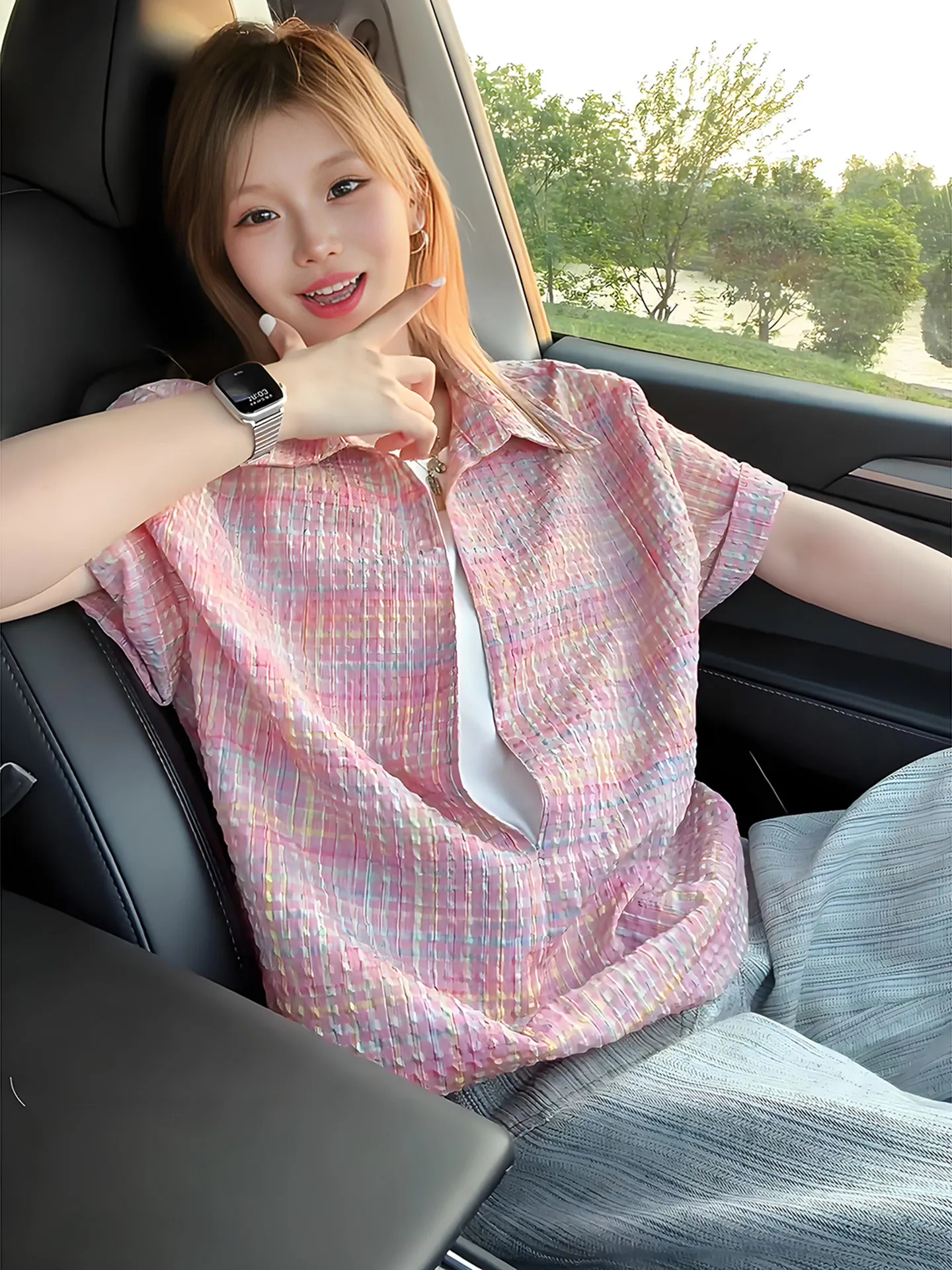 Casual Short Sleeve Bubble Shirt Casual Style Half Sleeve Turn-down Collar Commuting Men's Fashion Summer Lightweight Shirt