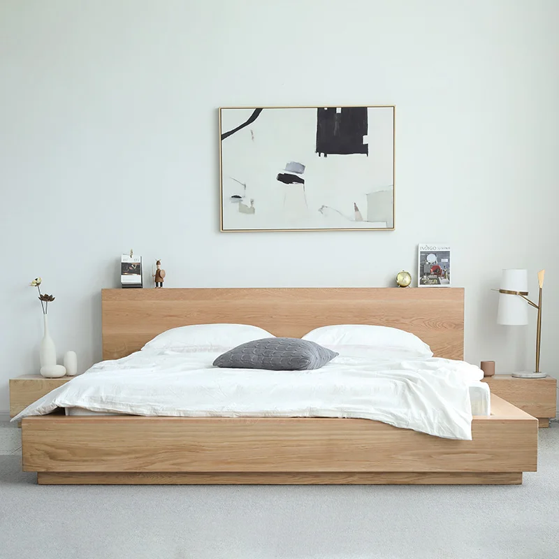 

Modern Luxurious Design Bedroom Furniture Solid Wood Headboard Panel Bed Luxury Nordic King Queen Size Beds