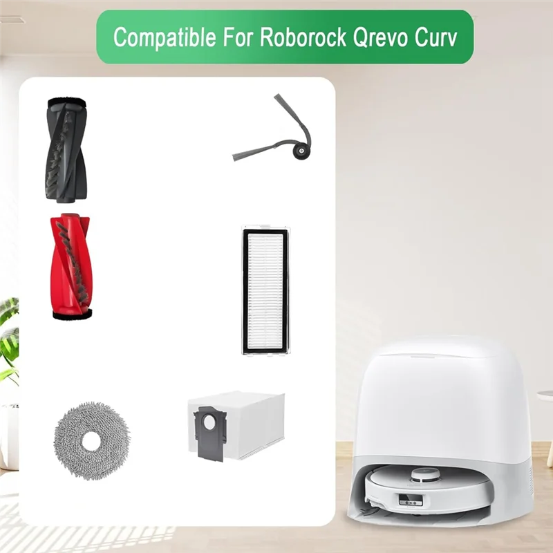 

B50C Replacement Parts For Roborock Qrevo Curve Robot Vacuum Parts Main Brush Side Brush HEPA Filters Mop Cloth Dust Bags