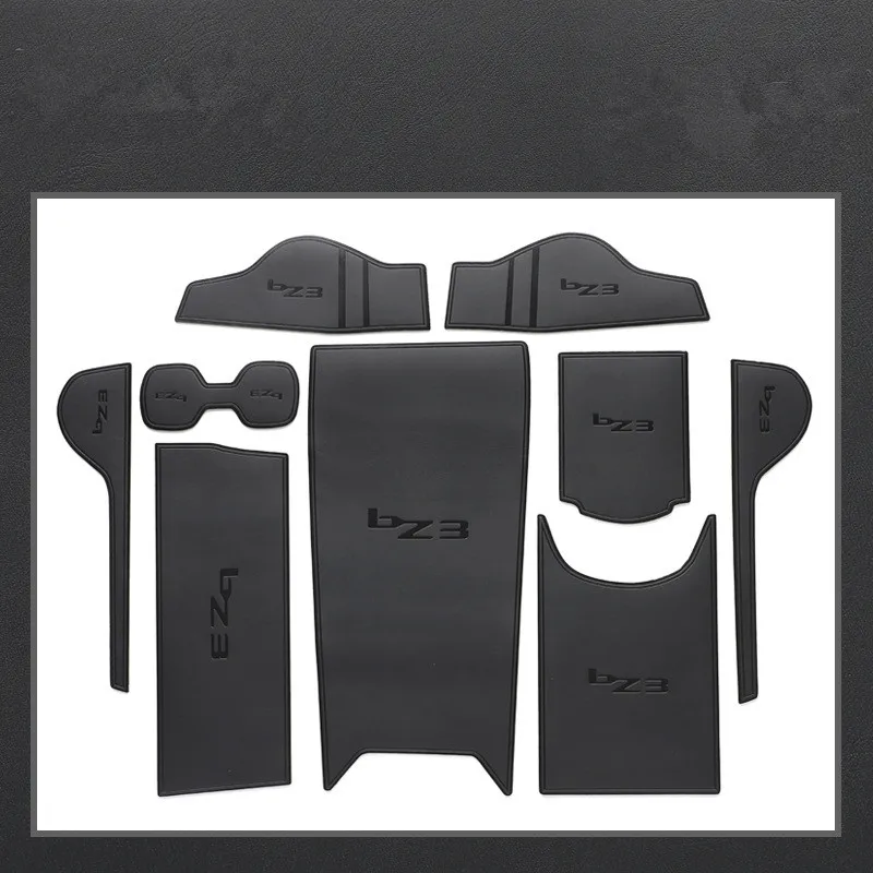 

9pcs Car Leather Door Slot Mat Coaster Storage Mat Anti-skid Mat For Toyota BZ3 2023 Left hand drive Auto Accessories