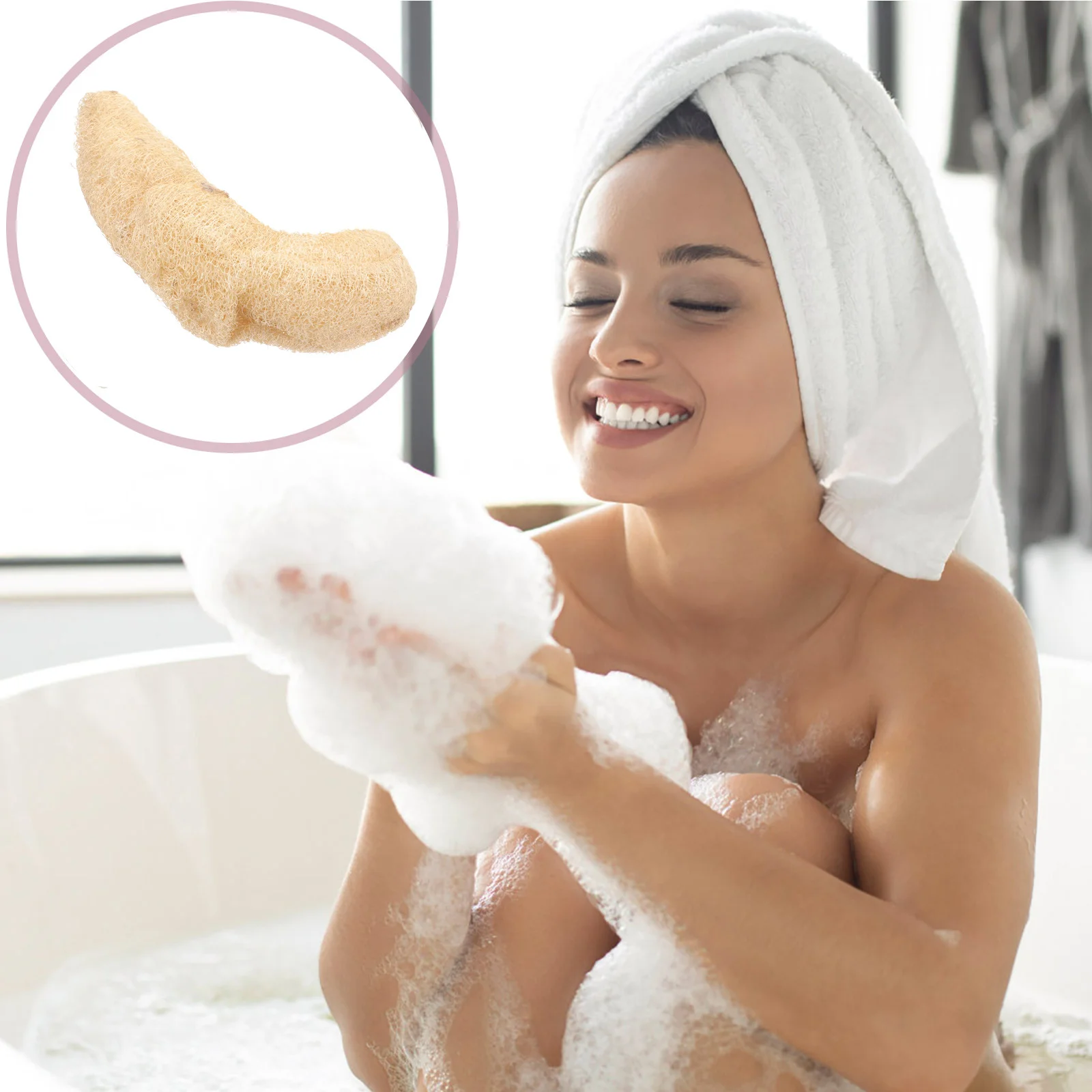 1Pcs Natural Loofah Sponge Scrubber for Bath Body Shower Skin Exfoliation Smooth Cleansing Household Cleaning Tool