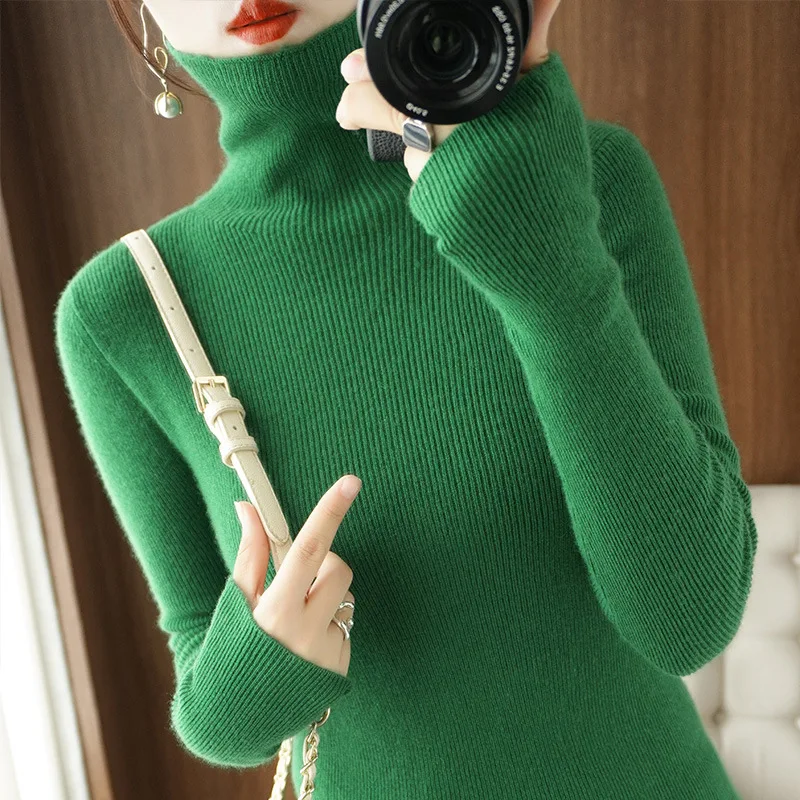 

New autumn and winter fitted high-neck sweater women's tight-fitting base layer, candy-colored inner sweater
