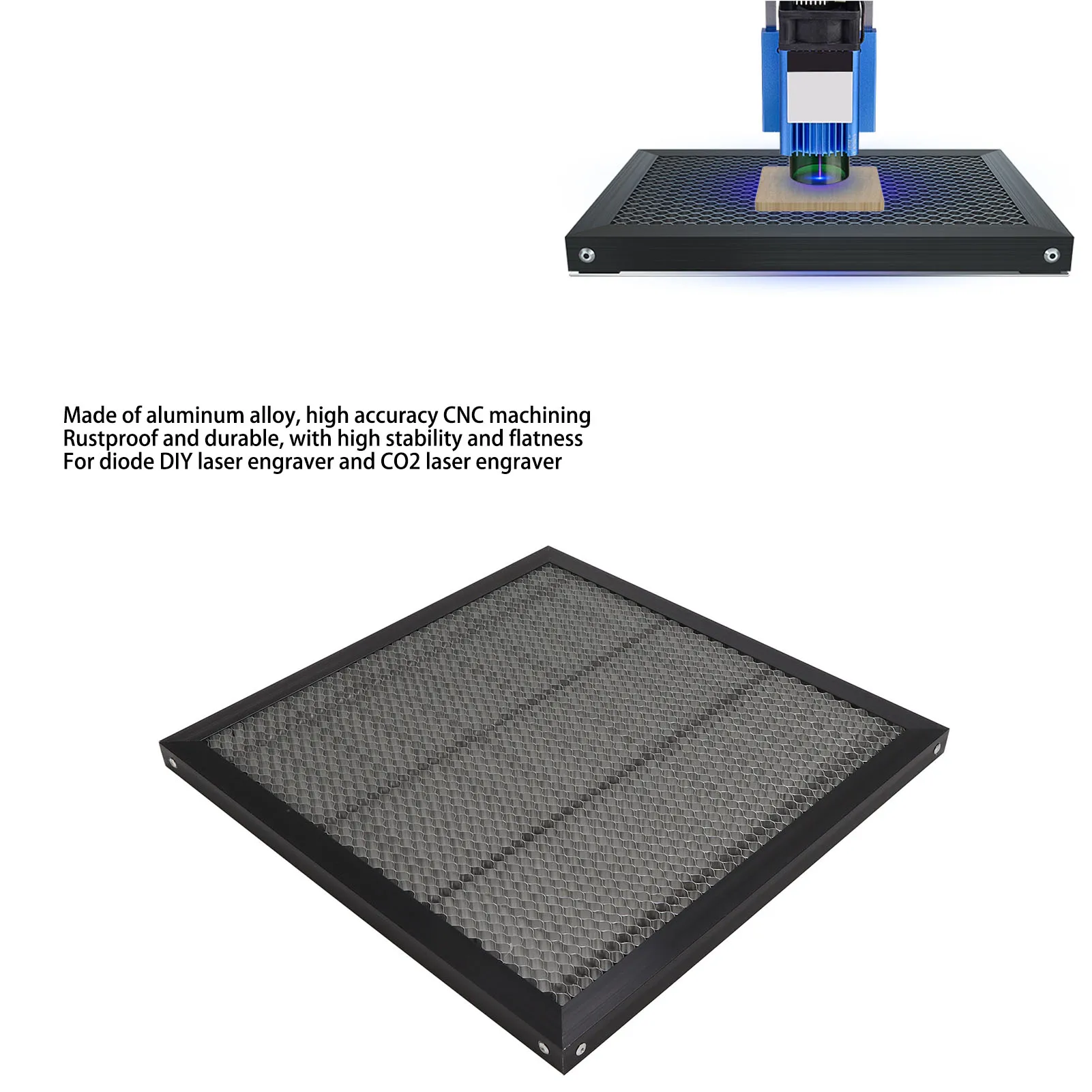 

Cutting Machine Platform Aluminum Alloy Bed Working Table 400x400mm Mesh Design Engraver Platform
