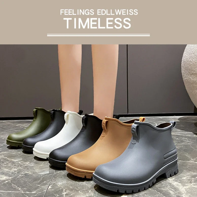 

Couple Fashion Rain Boots Outdoor Waterproof Wear-resistant Shoes for Women Fishing Camping Rubber Shoes PVC Women's Rain Boots