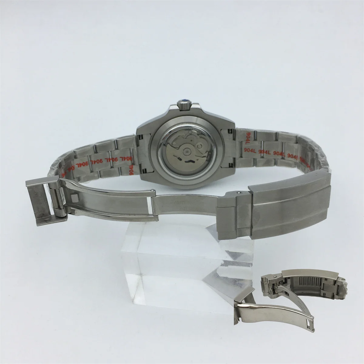 Мужские часы BLIGER 40 мм Rhonda 515-24H GMT, 24 часа, серебряный фиксированный безель, сапфировое стекло, зеленый светящийся браслет из нержавеющей стали