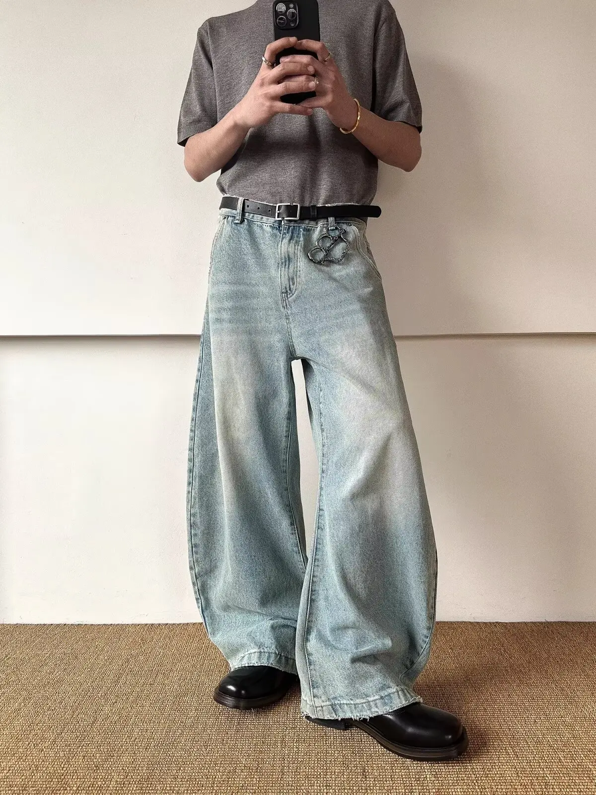 

Baggy Jeans Y2k Vintage Men's Jeans Fashion Washed Casual Wide Leg Denim Pants Loose Male Trousers Baby Blue Classic Style Pants