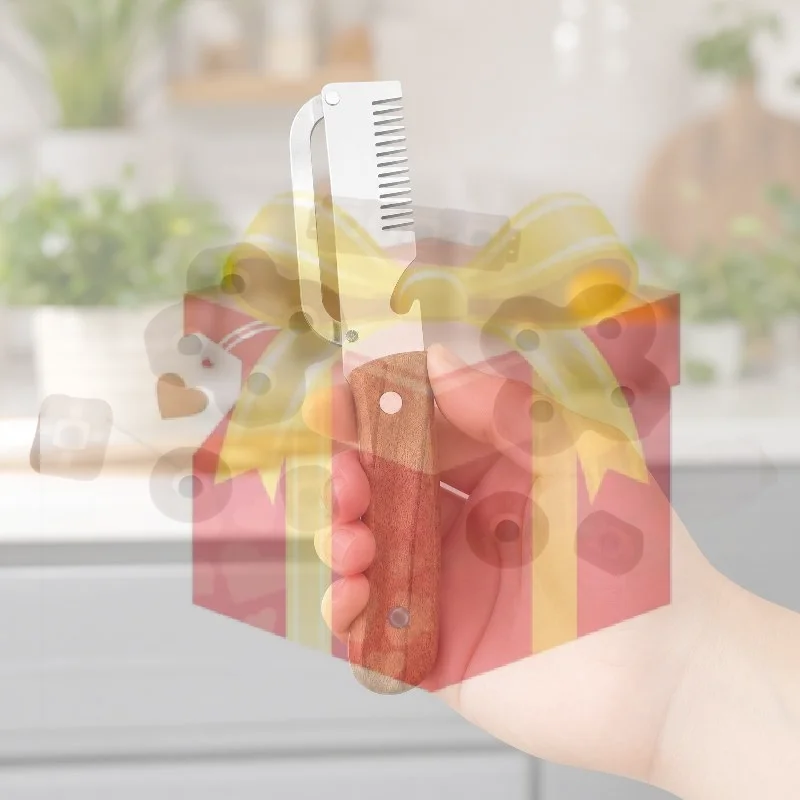 【HG】3-in-1 Stainless Steel Serrated Vegetable Peeler With Wooden Handle Slicer Bottle Opener Kitchen Tool