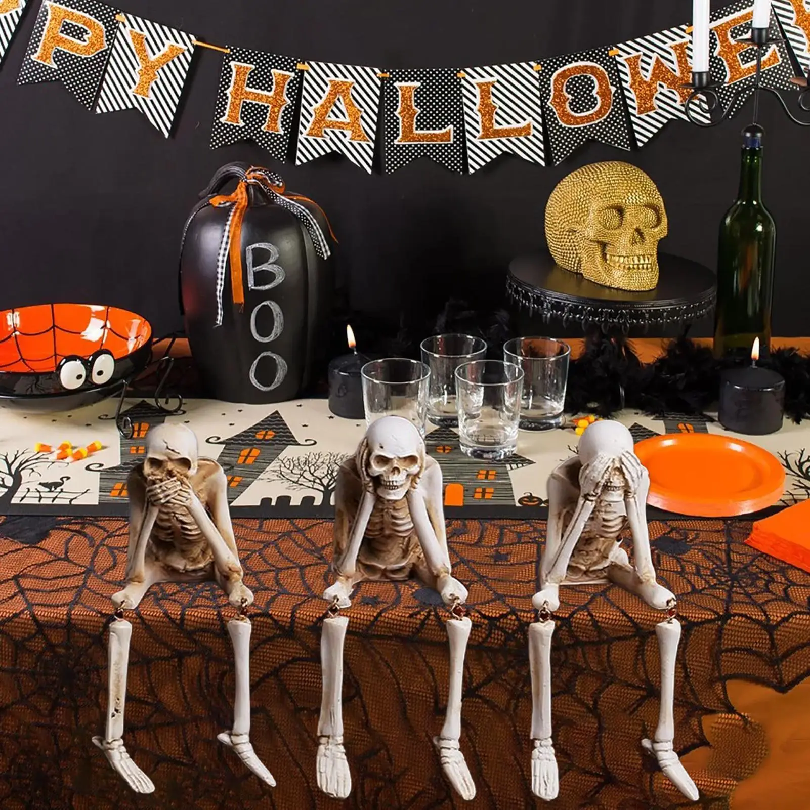 

Хэллоуин скелет украшения 3 шт. Хэллоуин фигурка реквизит статуя для вечеринки праздник фото фон спальня школа розничная торговля