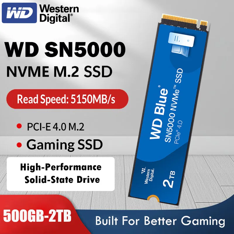 Western Digital WD Blue SN5000 NVMe Internal Solid State Drive 500GB 1TB 2TB SSD PCIe Gen 4.0 M.2 2280 Read Up to 5150 MB/s