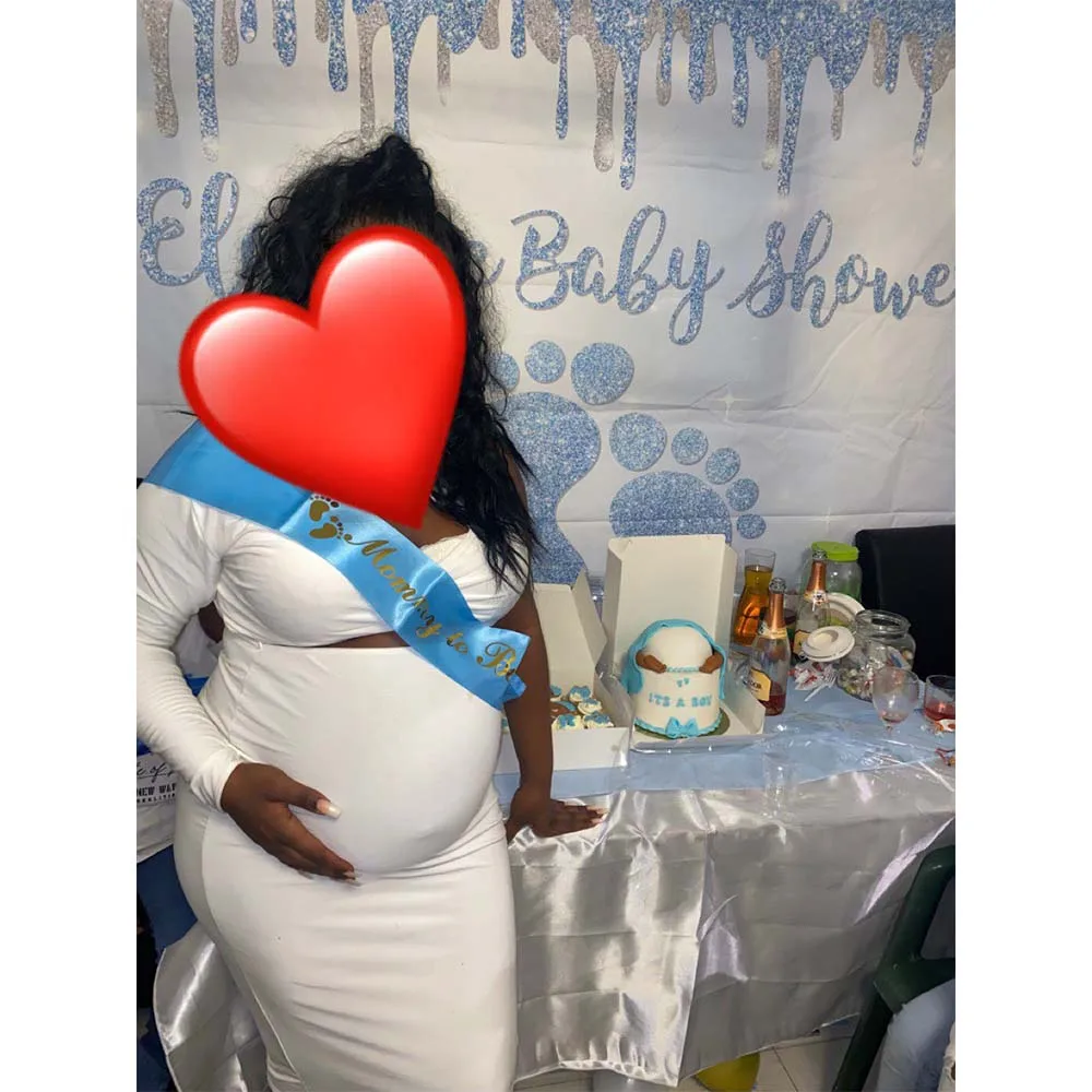 Фон для фотосъемки новорожденных с голубыми блестками для первого дня рождения