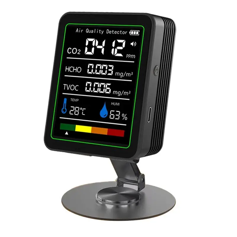 

FULL-Temperature And Humidity CO2 Air Quality Monitor TVOC HCHO Temperature Humidity Tester CO2 Meter Formaldehyde Monitor Black