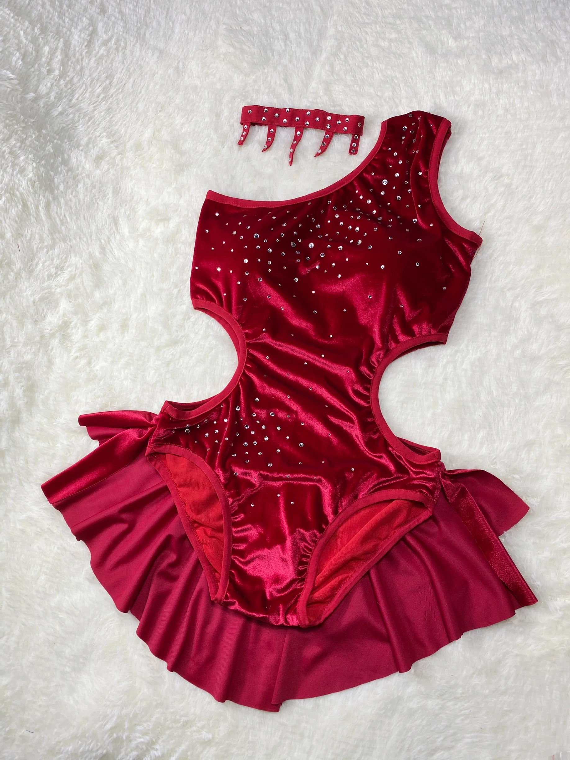 ชุดเต้นโพลแดนซ์สำหรับผู้หญิง ผ้ากำมะหยี่ ประดับเลื่อมวิบวับ เหมาะสำหรับงานกลางคืน บาร์ ดีเจ เวที แสดงเต้นละติน