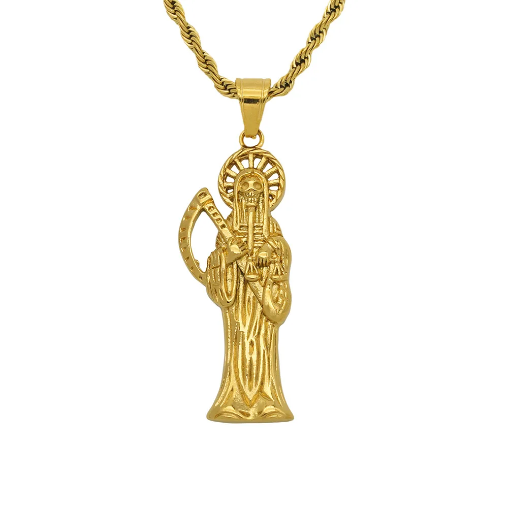 New Fashion Creative Scythe Death Skull Pendant Charming Men's Necklace Hip Hop Punk Accessories Party Gift Jewelry view 4
