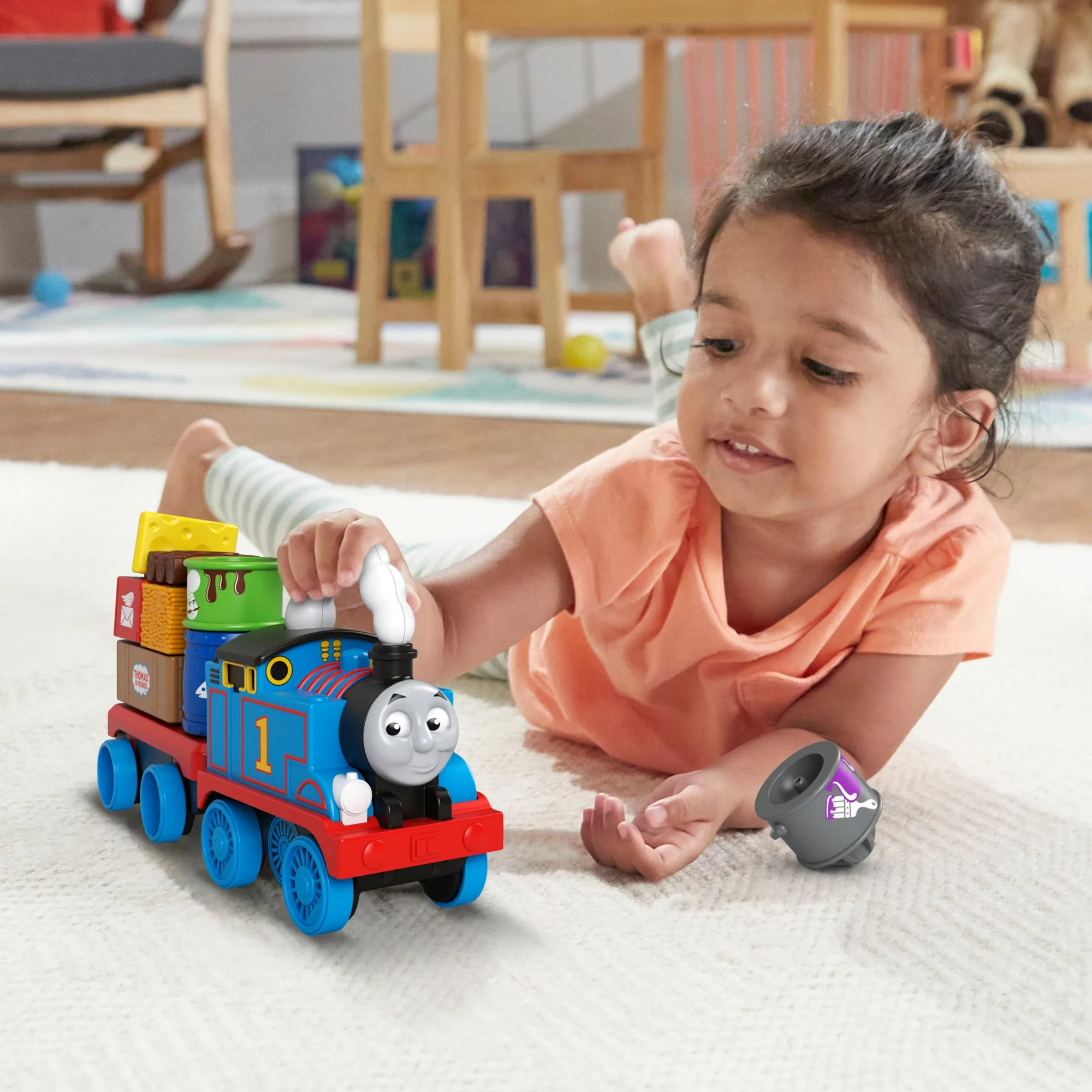 Thomas & Friends-tren apilador de carga oscilante, motor de empuje con bloques de apilamiento, juego de apilamiento para niños, rompecabezas,