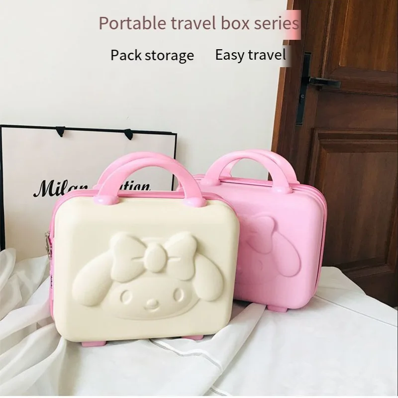 

Sanrioed чемодан My Melodys для девушек Косметика искусственный аниме чемодан для посадки большой емкости портативный пароль для переноски подарок для девушек