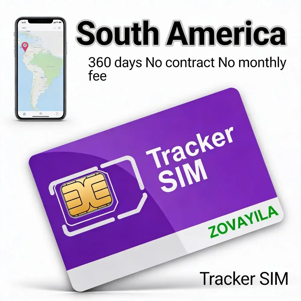 4G SIM Card for GPS Tracker South America No Contract 360MB/360 Days Tri-Size Cat1/Cat4 Compatible with ST-906 TK913 GT06