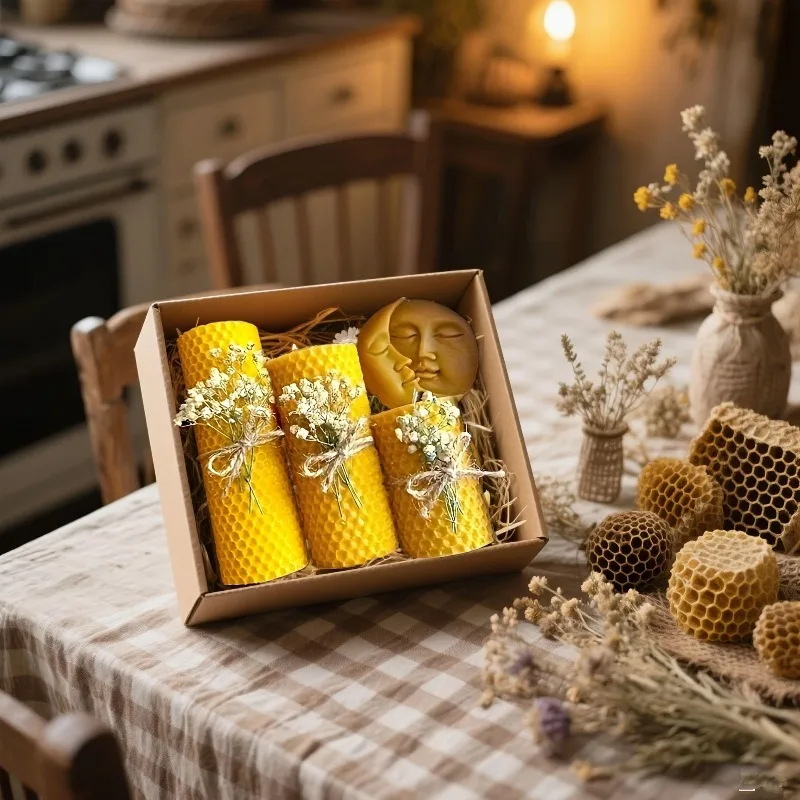 4pcs Multi-Size Beeswax Candle Set - 60 Hours Total Burn Time | Prayer Rituals, Home Decor & Gifts | Ideal for Living Room, Bedroom, Church, Power Outages | Perfect Christmas, Valentine's Day, Birthday Presents & Seasonal Holiday Decorations