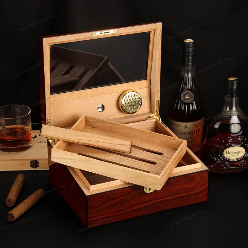 For Cigar Moisturizer Double Cedar Large Capacity Eggplant Box