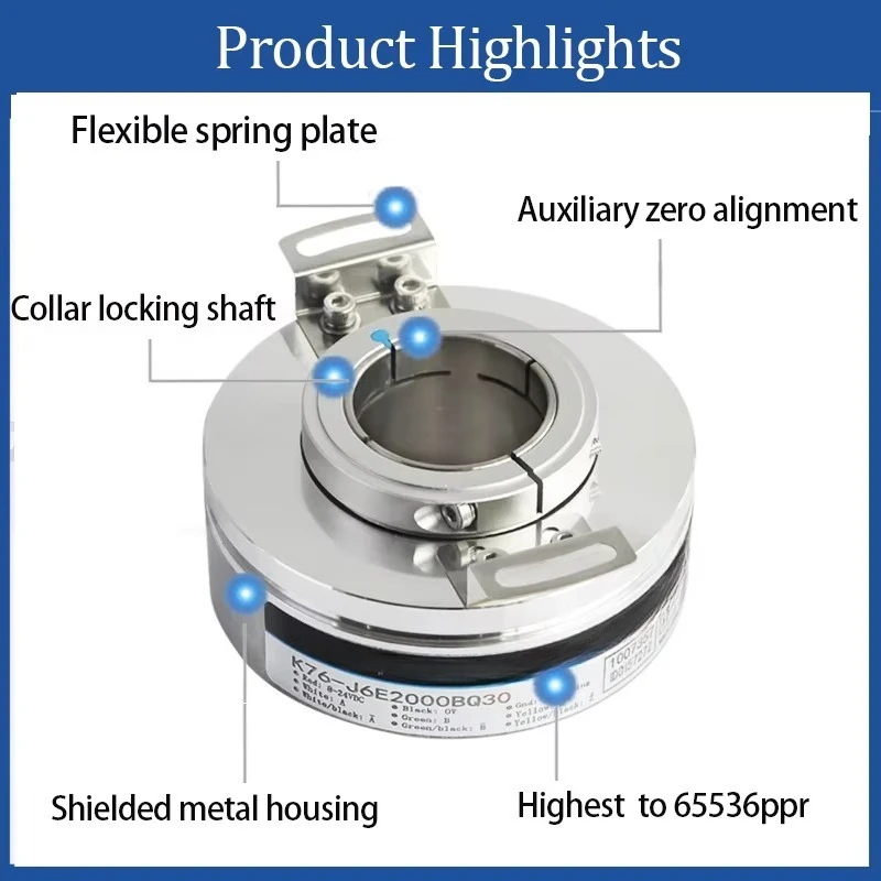 K76 Hollow Collar Encoder Rotary Incremental Optical Encoder 18/20/22/25/30mm Shaft Diameter