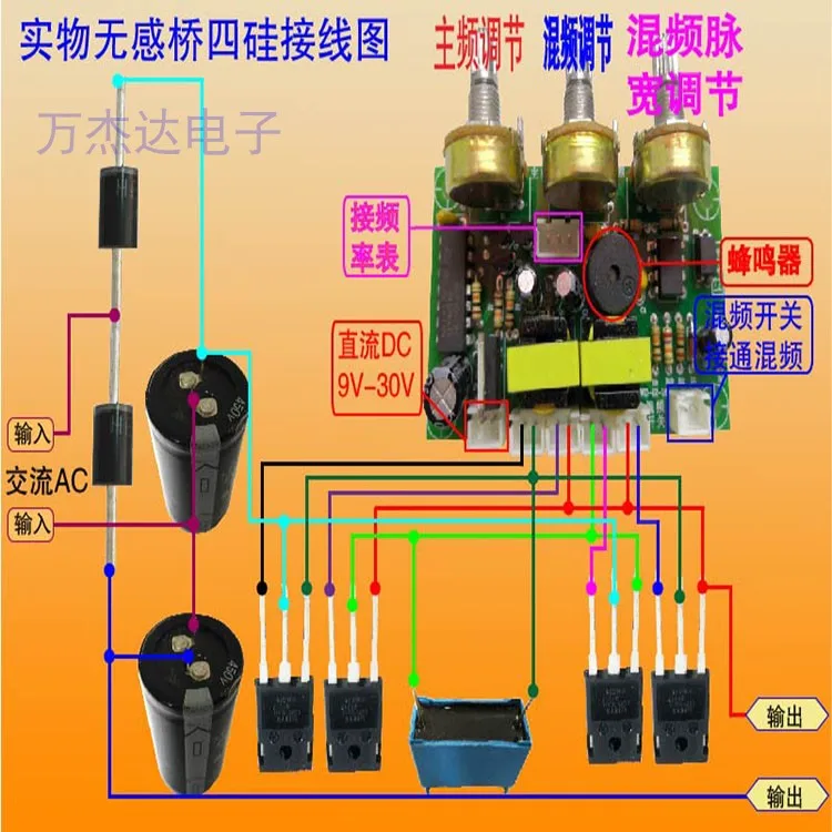 Series double four single silicon Rear-stage generator drive board Single mixing frequency Switching pulse width adjustable