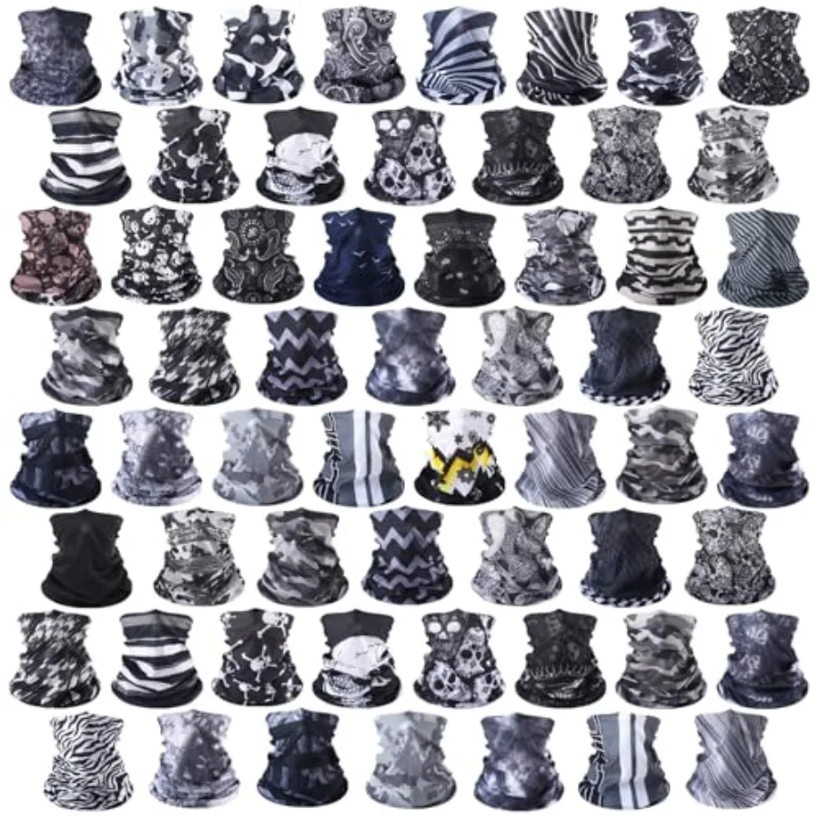 

60 Pcs Neck Gaiter Bulk for Men Women Balaclava Face Mask Coverings Seamless Headwear Bandana UV Protection Neck Scarf in Black