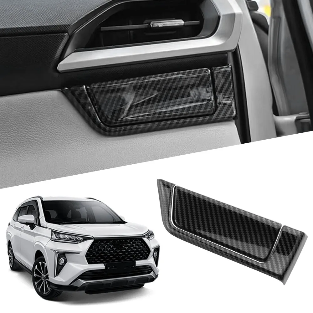 LHD para Toyota Veloz Avanza 2022 2023 2024 2025 imitación fibra de carbono copiloto portavasos cubierta embellecedora pegatina Accesorios
