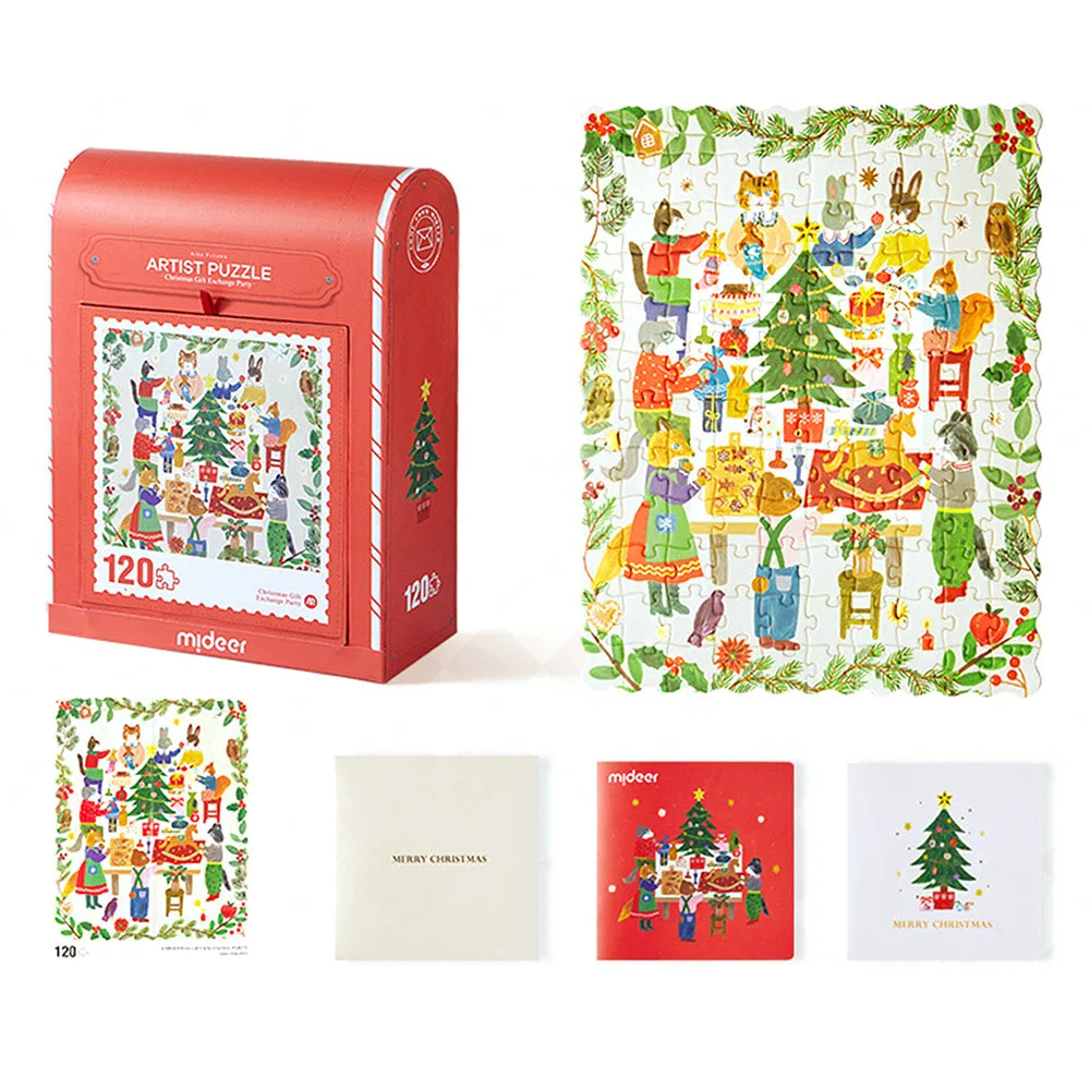 120 Pcs Christmas Puzzle Gift Box Stylish Educational Jigsew Toy For Party