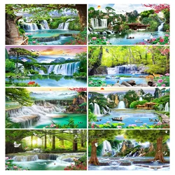 Pittura diamante di grandi dimensioni fai da te nuovo arrivo paesaggio primaverile naturale mosaico ricamo cascata lago immagine decorazioni per la casa