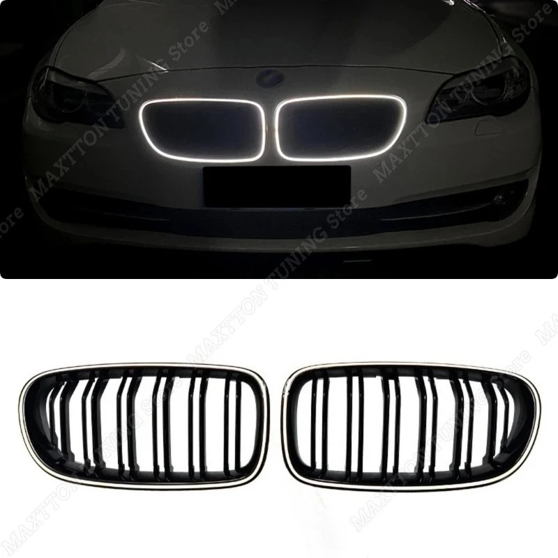 Grelha Dianteira de Substituição com Dupla Lamela e Iluminação para BMW Série 5 F10 F11 F18 520i 525i 528i 530i 550i M5 etc. 2010-2016