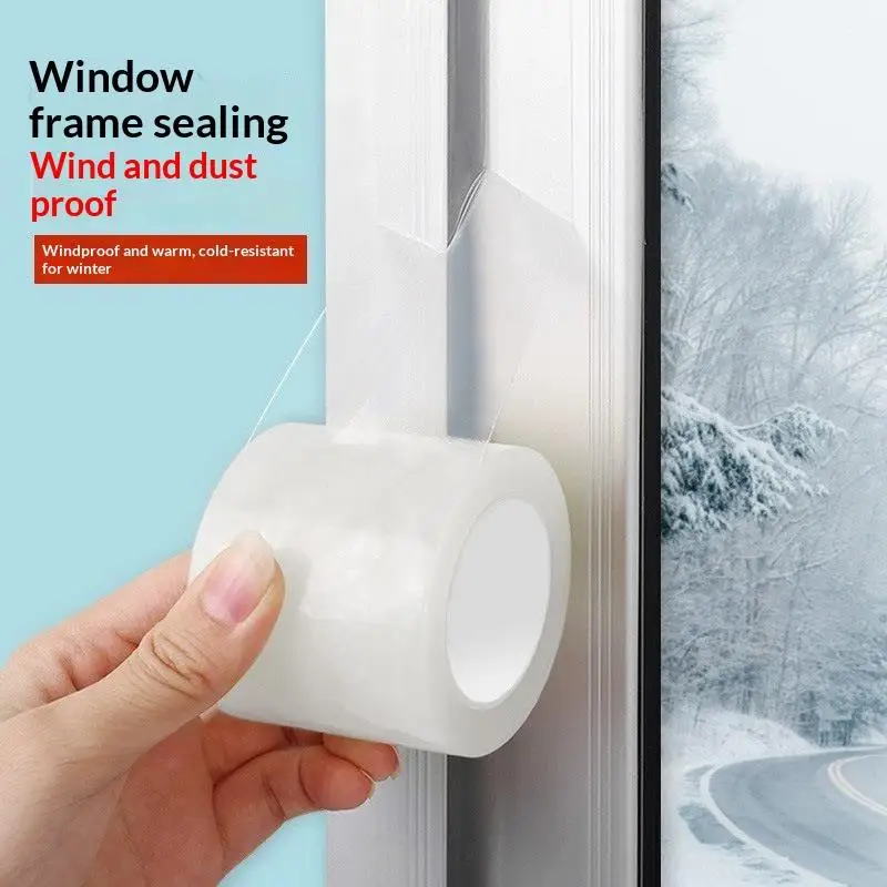 Window Insulation For Winter Weather Sealing Tape Residue Free Clear Window Draft Isolation Sealing Film Tape For Doors Windows